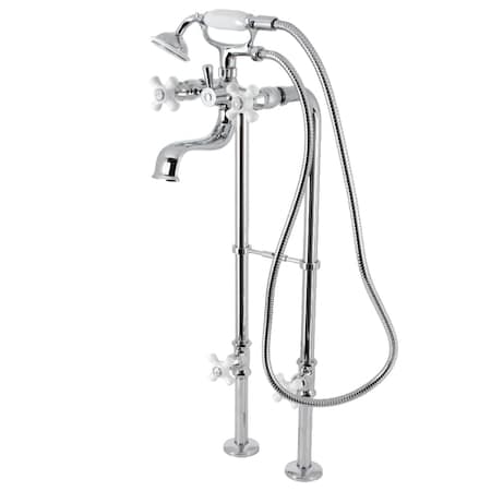 Kingston Brass CCK226PXK1 Freestanding Clawfoot Tub Faucet Package with Supply Line, Polished Chrome CCK226PXK1